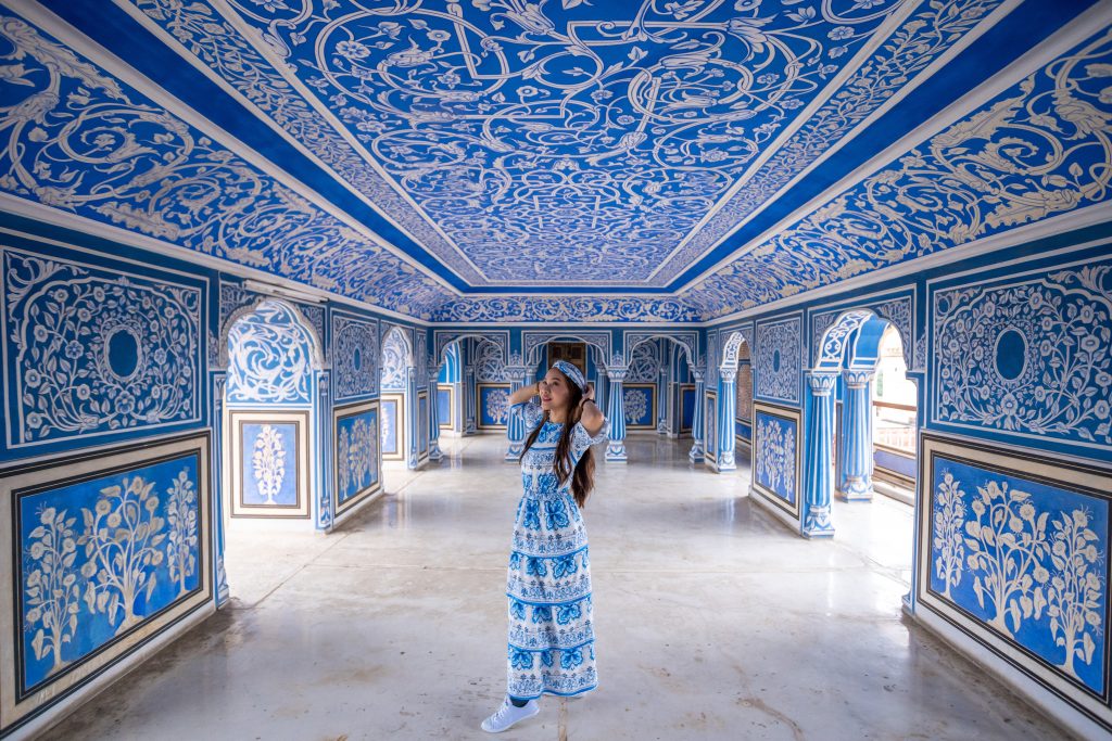 Woman posing at City Palace , Jaipur, Rajasthan, India