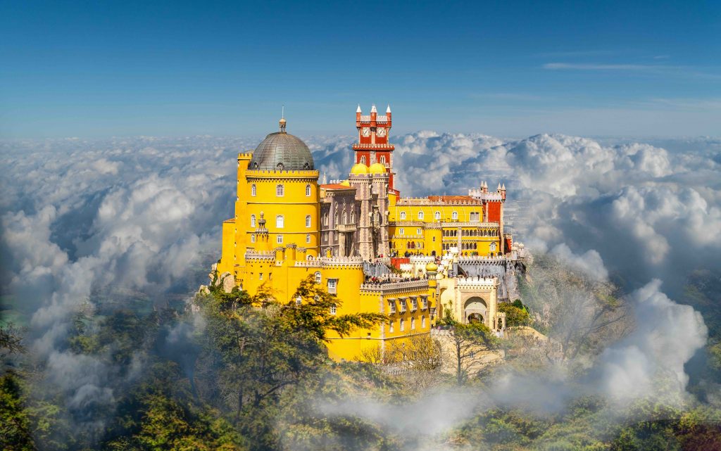 Sintra castle above the clouds. 